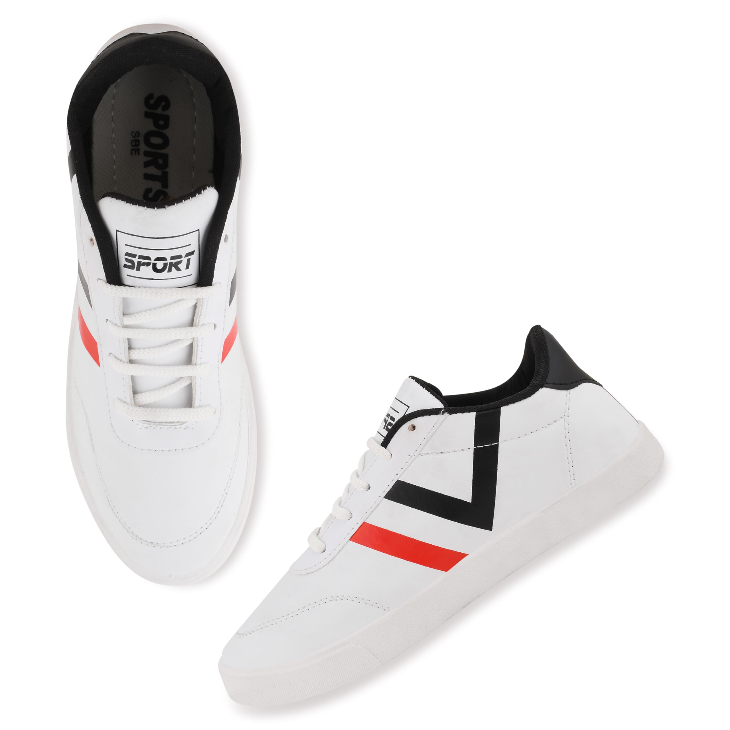 CogsCasual White Sneaker Shoes with Synthetic Upper | Lightweight Lace-Up Shoes for Men's & Boy's