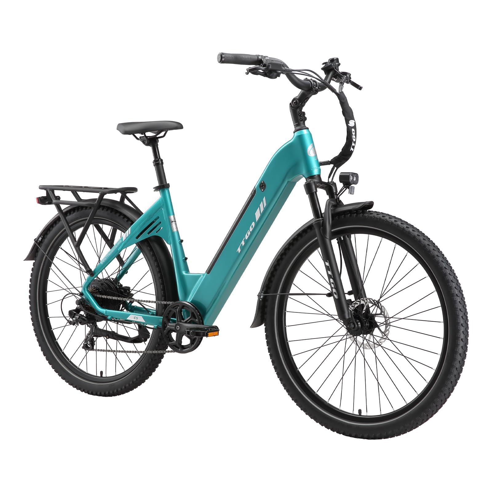 ttgo C5 E-Bike Damen 27,5 * 2.4 Zoll, Elektrofahrrad mit 70N.M Hinterradmotor, 250W Motor, 48V 13,5Ah Akku, bis 110 km, 7-Gang, Hydraulische Scheibenbremsen, E-Fahrrad Herren für Urban