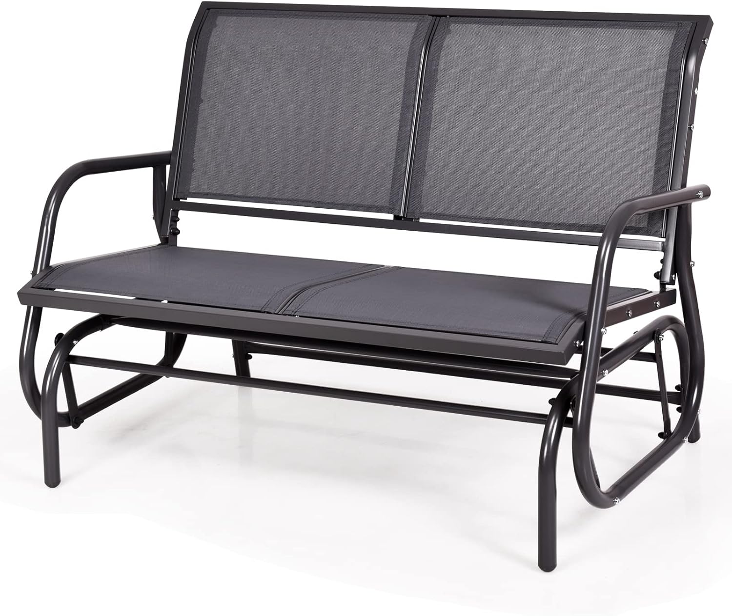 Swing Glider Chair 48" Steel Frame Patio Outdoor Rocking Loveseat Seating Bench,Double Swing Rocking Chair,2 People Swing Lounge Glider Chair for Backyard Garden Porch (Gray)
