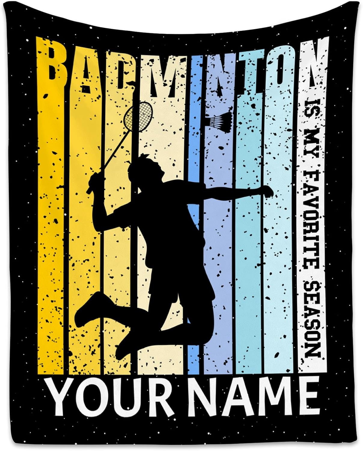 Custom Badminton Blanket, Personalized Badminton Gifts for Men Boys Him Dad, 60"x80" Flannel Throw Gift for Kids Bedroom Decor, Soft Fuzzy Sport Theme Blankets for Bed Living Room