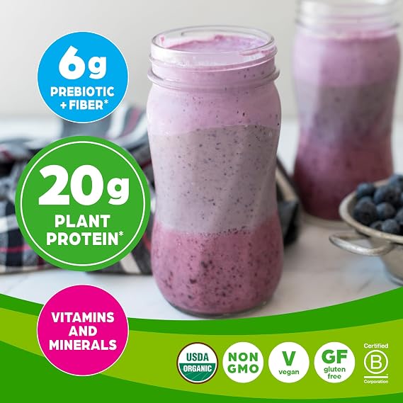 Orgain Organic 20g Meal Protein Powder, Vegan, Vanilla Bean, 2.01 lb | Meal replacement, plant based protein, 6g prebiotic fiber, fruits, vegetables, greens, gluten free, for shakes & smoothies