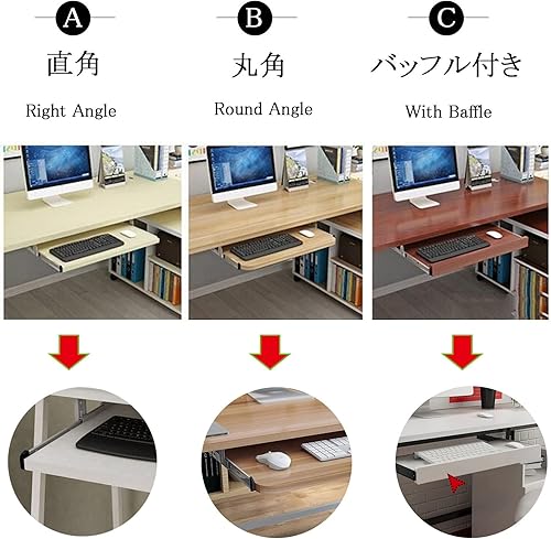 Miniatura 3 de V3VOGUE Bandeja deslizante para teclado debajo del escritorio, altura ajustable, cajones deslizantes para teclado con rieles deslizantes,