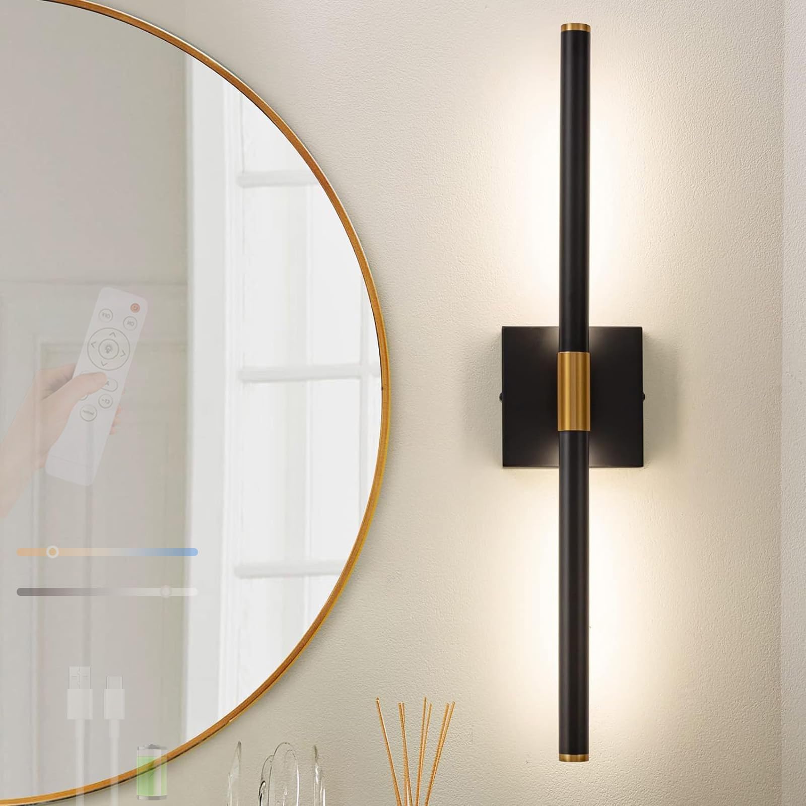 Aplique de pared con batería regulable y giro de 350° para una iluminación flexible 8