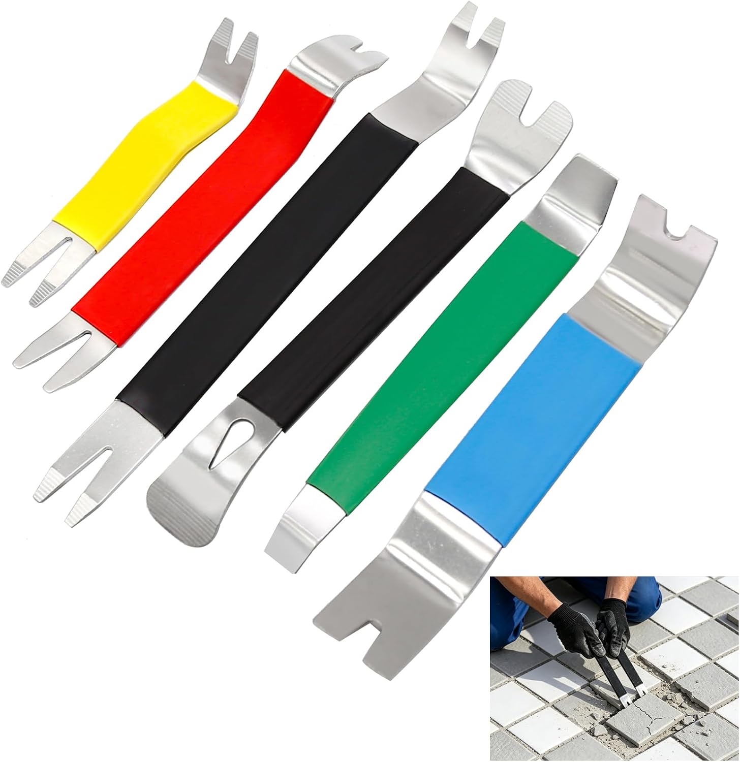 Saihisday 6PCS Paver Tool, Stainless Steel Paver Extractor Removal Tool