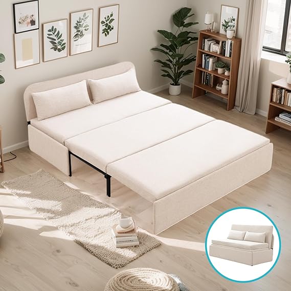 CECER Queen Size Pull Out Sofa Bed, Pull Out Couch Bed with