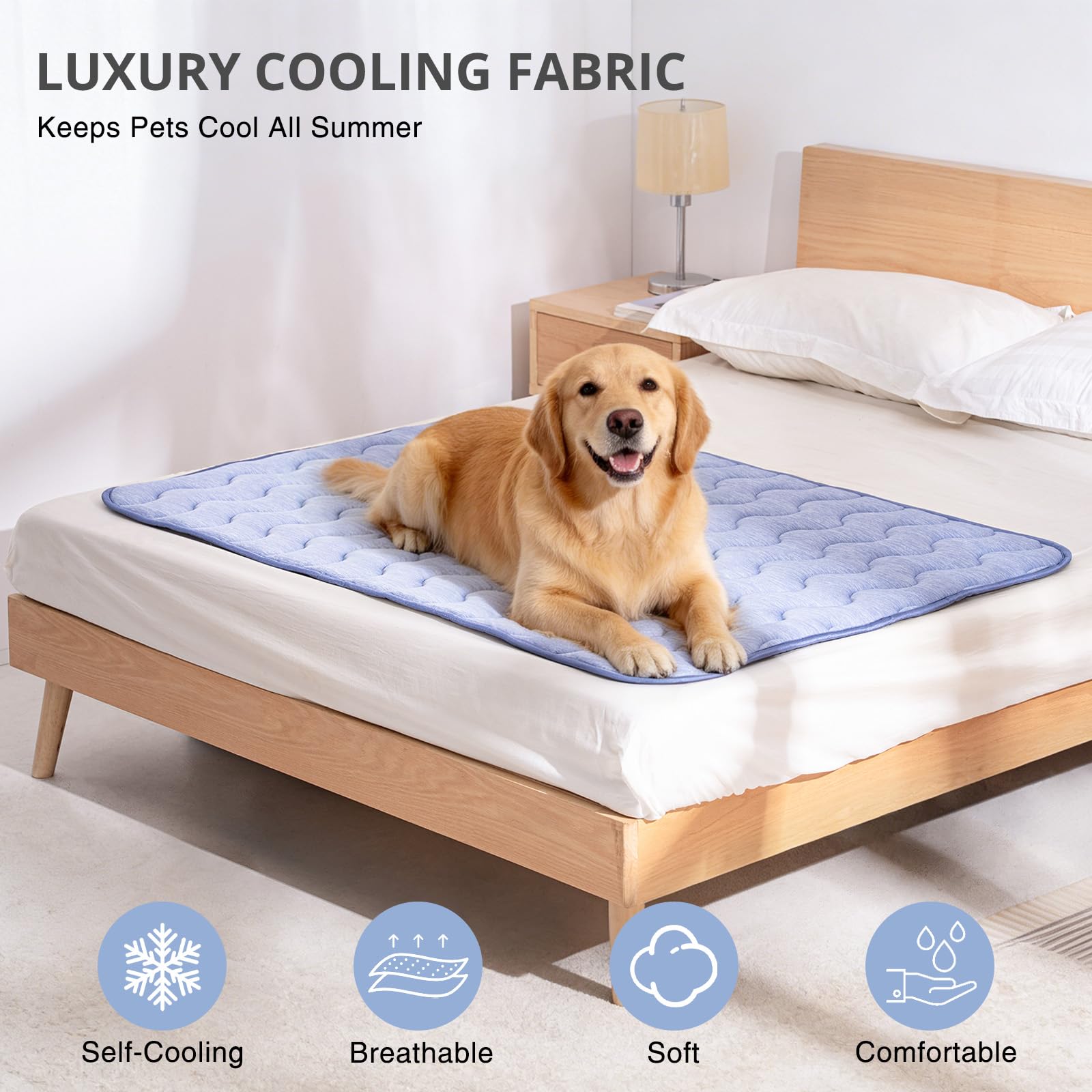 Alfombrilla refrescante para perros, alfombrilla de refrigeración de doble cara para mascotas, 140 x 100 cm, fibra de refrigeración Arc Chill & Q-MAX > 0,45, para sofá y coche, manta de verano
