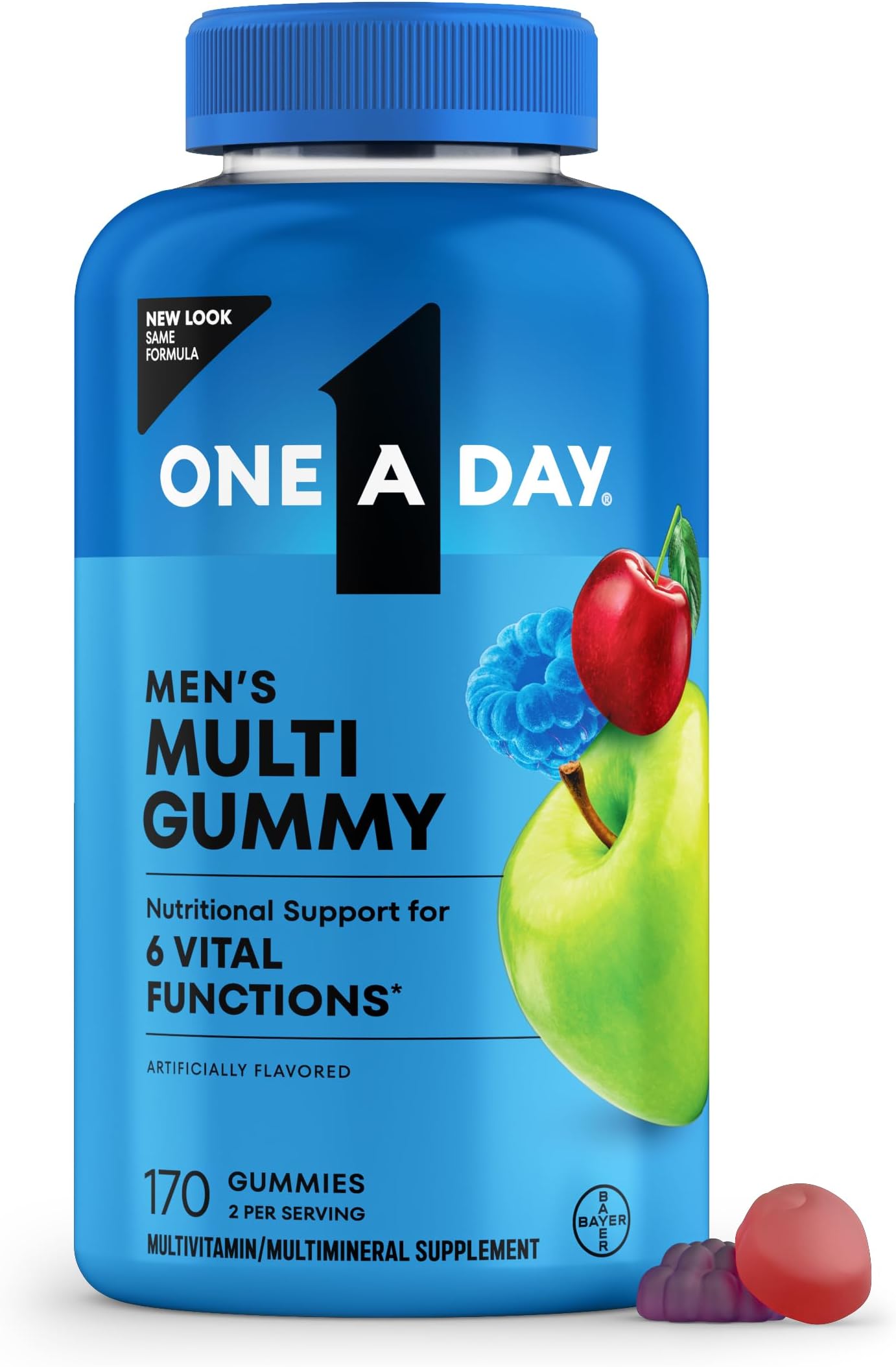 Men’s Multivitamin Gummies, Supplement with Vitamin A, Vitamin C, Vitamin D, Vitmain E, Calcium & more, 170 Count