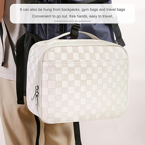 Miniatura 7 de Mziart Lonchera de piel sintética para mujeres y hombres, bolsas reutilizables para el almuerzo, contenedores de preparación de comidas, portátil, a