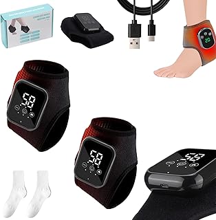 Pureita Foot Massager, 3 - Gear Hot Compress Ankle Massager with Large LED Touchscreen, 15 - Minute Intelligent Timing & Breathable Fabric (2 PCS Black)