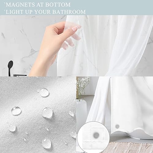 Vista 450 de Tititex - Juego de cortinas de ducha de eucalipto verde oliva, hojas de acuarela en la parte superior con decoración floral de baño, 60 x 72 Hojas