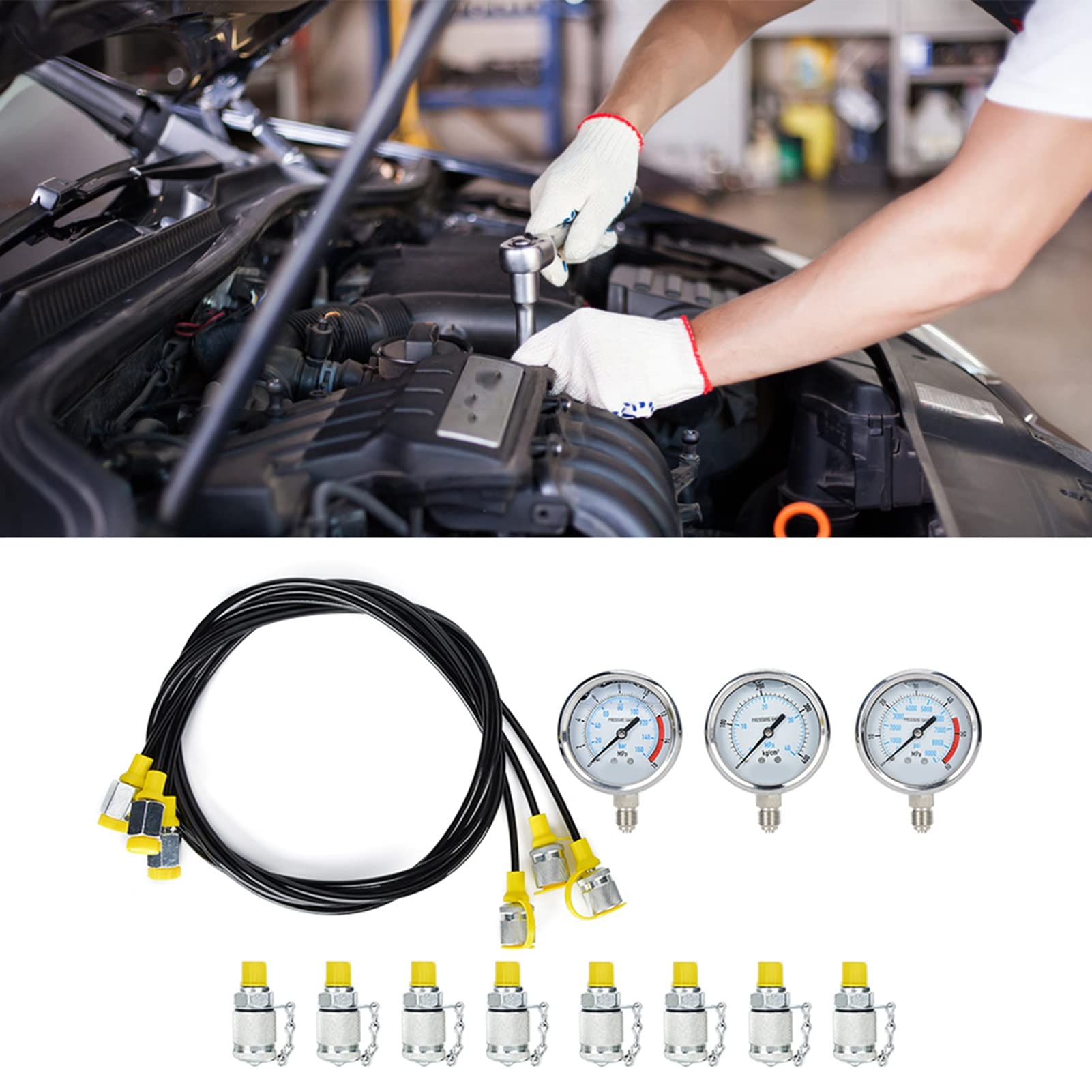 Hydraulikdruck-Testkit, Tragbarer Hochfestigkeitstester für Öl 0–60 MPa für Stahlwerke, Automobile, Schiffe