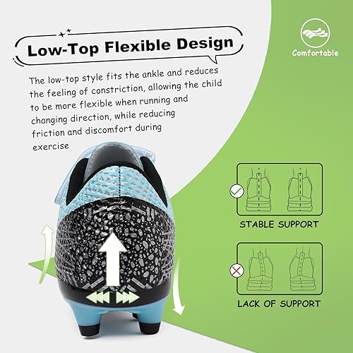 Miniatura 6 de GRESKY Tacos de fútbol para niños y niñas, zapatos de fútbol de césped para jóvenes, zapatos de fútbol AG