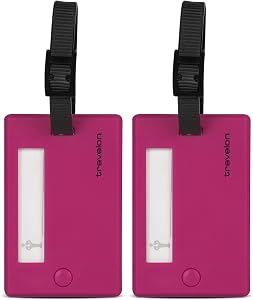 Travelon 02040-910 Set of 2 Luggage Tags, Berry, One Size