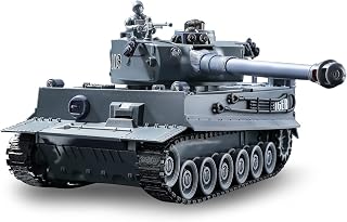 2.4GHz RC Tiger Army Tank with IR Battle, 1:28 Scale Remote Control Military Vehicles with Lights & Rotating Turret, Gift for Boys, Kids, Adults & Collectors