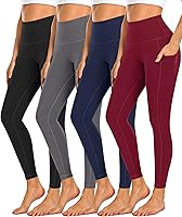 Dimore 4-Pack High Waisted Workout Leggings for Women with Pockets - Tummy Control Yoga Pants for Running Gym