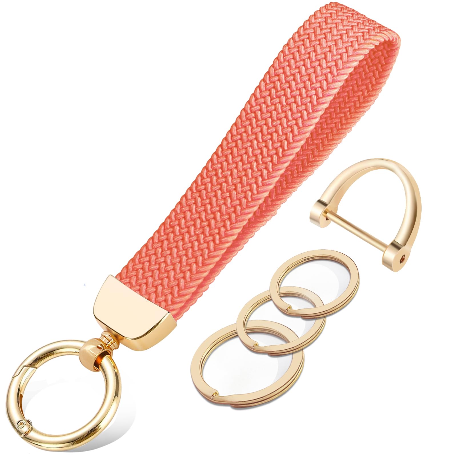 BuitBoll Stretchy Wristlet Keychain, Cute Key Chain Woven Wrist Lanyard Strap Keys Holder for Women Girl Men