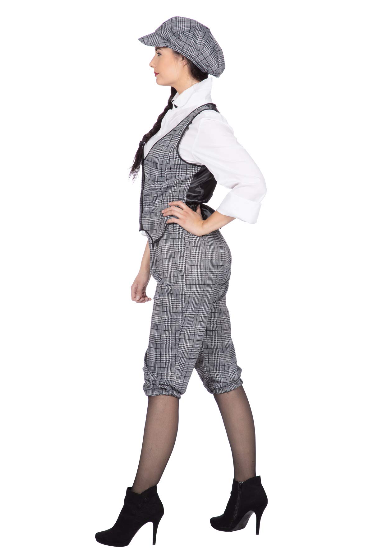 WILBERS & WILBERS 20er Jahre Damen Glencheck Anzug Knickerbocker Schwarz-Weiß Weste Schiebermütze Größe 38