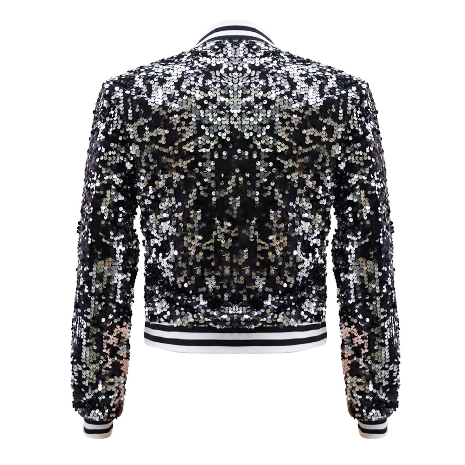 Generisch Chaqueta de punto de manga larga para mujer, otoño, invierno, lentejuelas, béisbol, 1