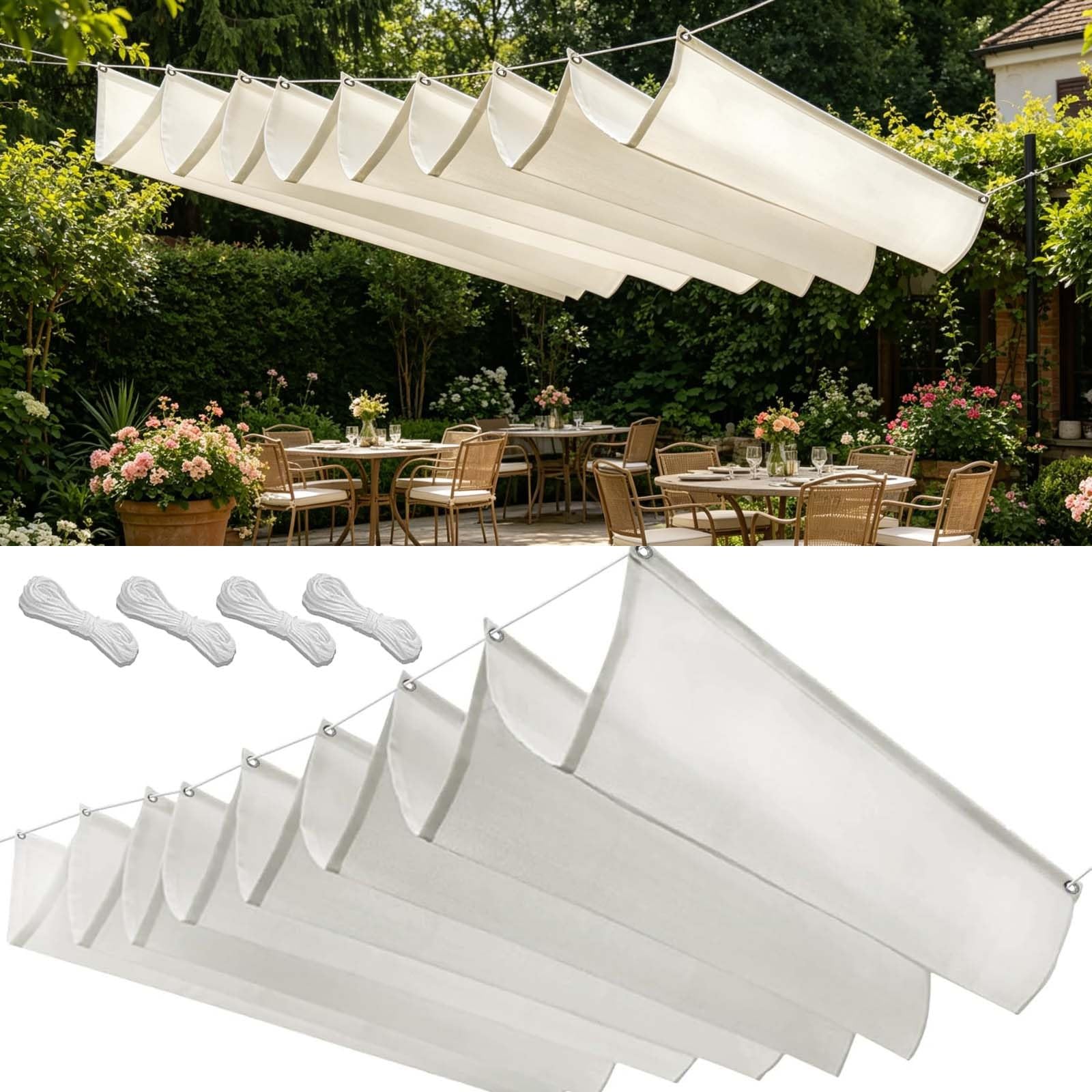 Filet bâche ombrage rétractable blanc 115x260 toile solaire indéchirable pour pergola