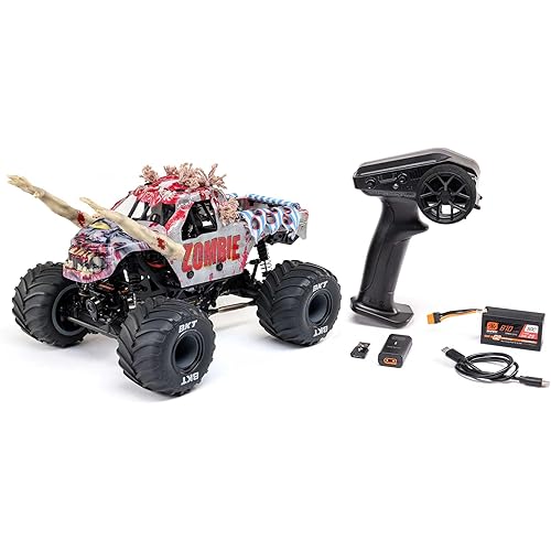 Losi 1/18 Mini LMT Zombie 2S 4X4 RTR Brushed Monster Truck Battery & Charger Included Red LOS01026T4