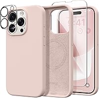 Vista 59 de GONEZ Funda de silicona para iPhone 14 Pro Max, compatible con MagSafe, con protector de pantalla + protector de lente de cámara, silicona líquida a