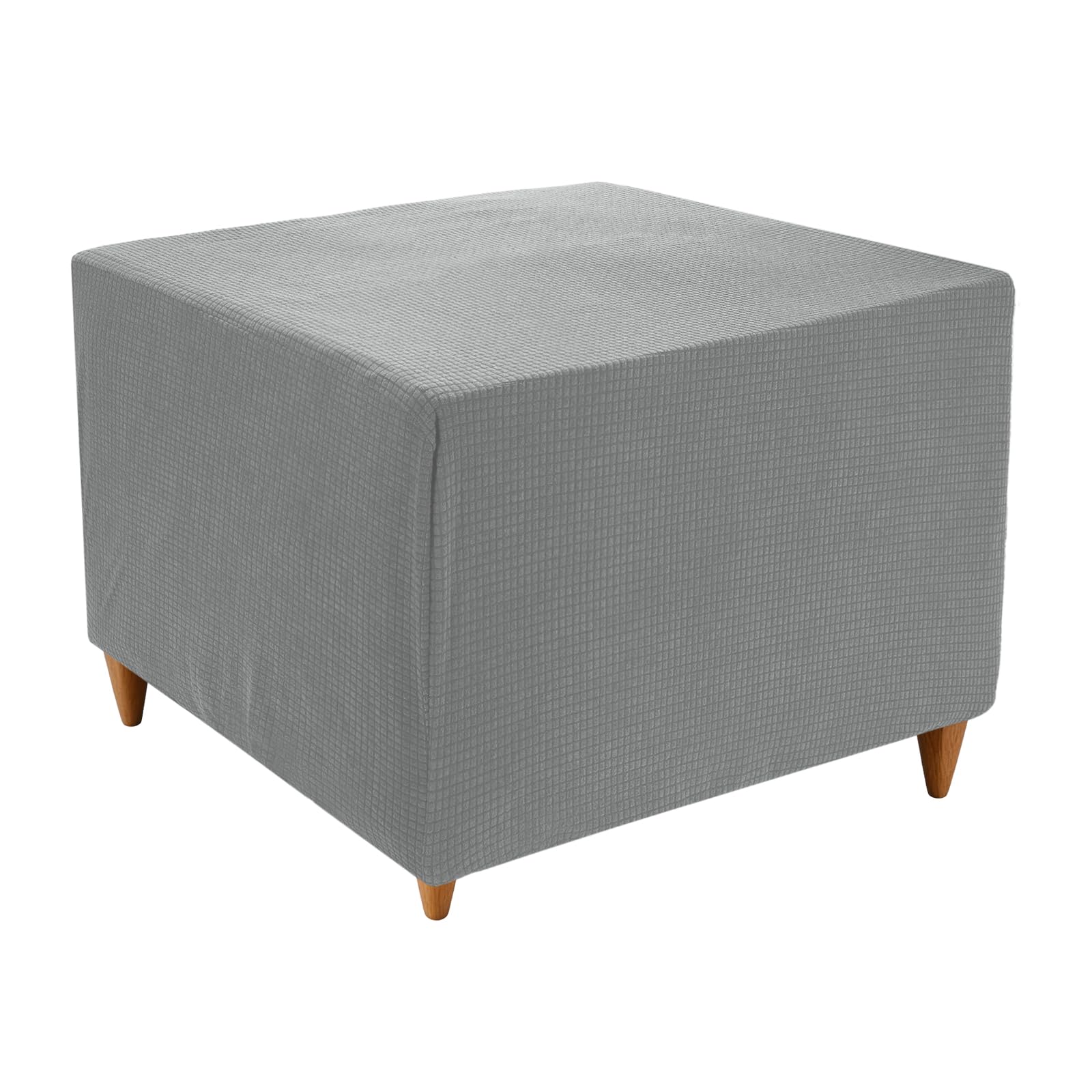 sourcing map Square Foot Stool Covers, Waterproof Footstool Slipcover with Elastic Band, Stretch Footstool Protector for Living Room Bedroom Fit 71-81cm/28-32inch, Light Grey