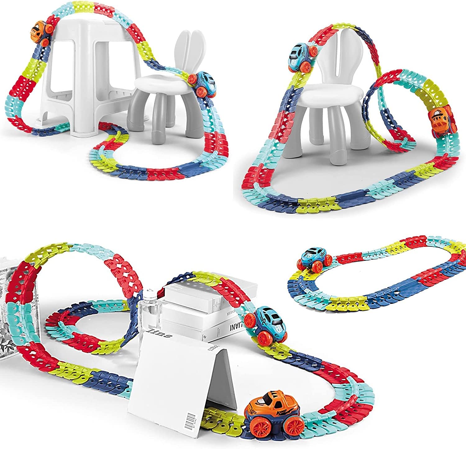 143 PCS Car Track Set Race Track Toys for Boys Kids Toy Birthday Gifts with LED Light-Up Race Car,Flexible Changeable Magic Race Car Track Toys for 3 4 5 6 7 8+Year Old Boys Girls