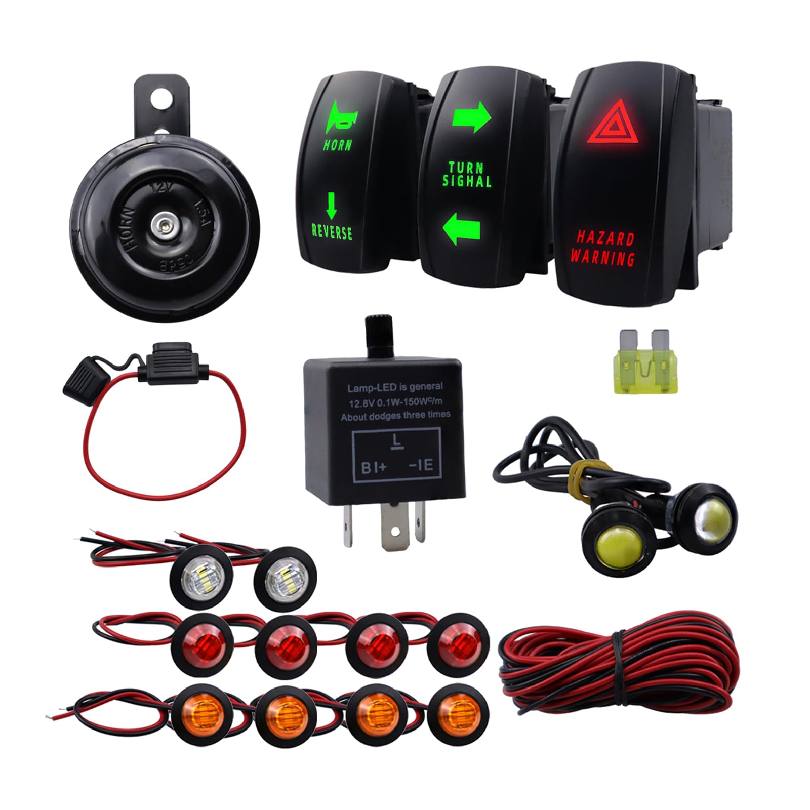 NIHENHAO Light Turn + Flasher Relays + Horn Replacement for Motorcycles UTV Cart