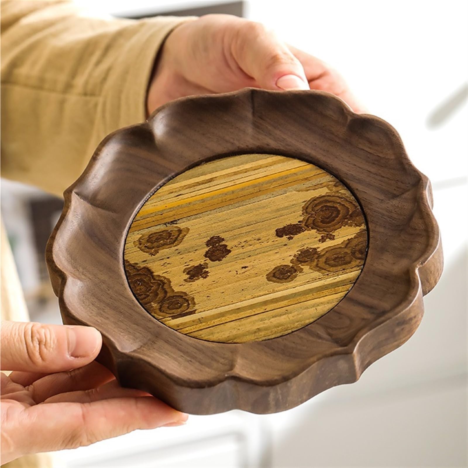 Plateau à Café de Table Plateau à collation en Bois Massif, Plateau à thé Chinois, Base de théière Domestique adaptée à la Cuisine, au café et au Bureau Plateau à thé de Bureau
