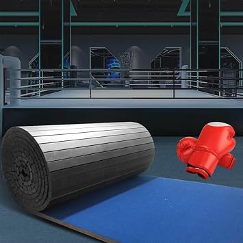 Indoor Gymnastics Tracks Exercise Mat Roll Out Cheerleading Fitness Mat with a Grippy Gym Carpet Top Sturdy Foam Wrestling Mats for MMA Gymnastics(3m*0.91m*4cm, Blue)