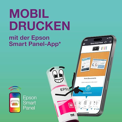EPSON EcoTank Imprimante sans fil ET-1810 | Réservoirs d'encre haute capacité - Économisez jusqu'à 90% sur les coûts d'encre - Impression mobile, copie, numérisation - 3 ans d'encre inclus - 12