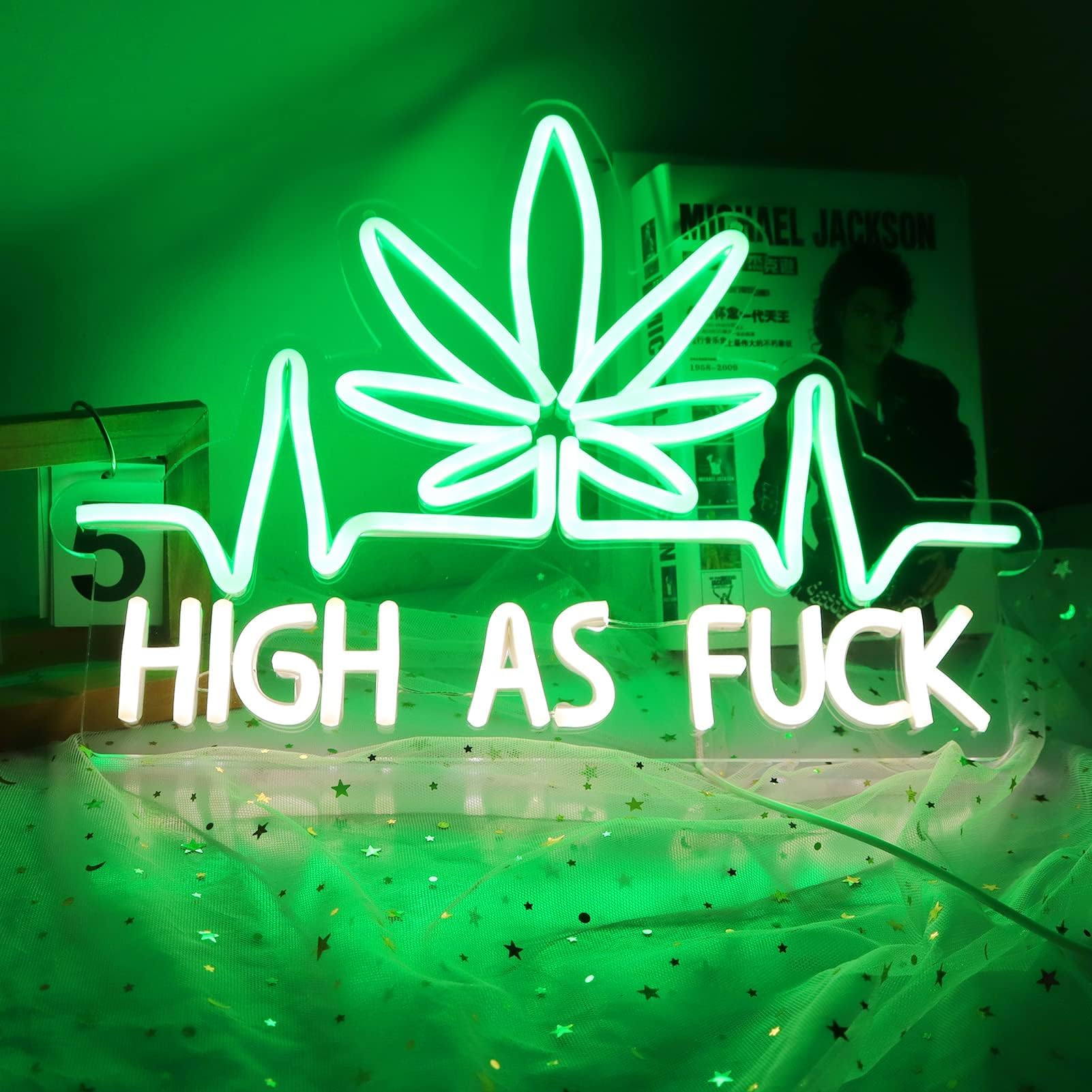 JFLLamp Leaf High as Neon Signs for Wall Decor Neon Lights for Bedroom Led Weed Neon Signs Suitable for Man Cave Living Room Beer Bar Game Room Hotel Birthday Party Restaurant Christmas Led Art Wall
