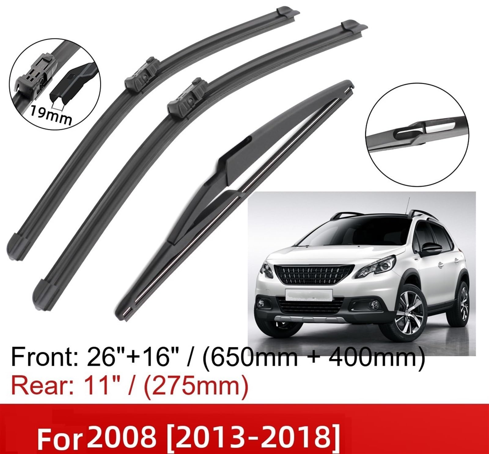 Set tergicristalli tergicristalli anteriori per Peugeot Partner 3 2008