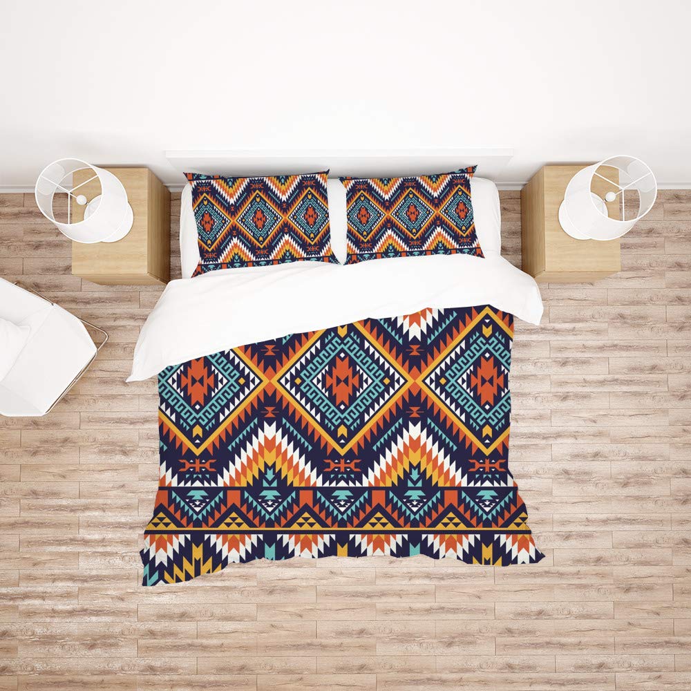 Parure de lit King Size 3 pièces motif Navajo en polyester ultra doux pour toutes les saisons