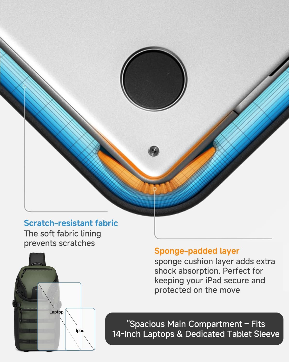 Somago Sling Backpack with USB Charging Port Water-Resistant Tactical Backpack Crossbody Chest Bag with Anti-theft Pocket - Image 8