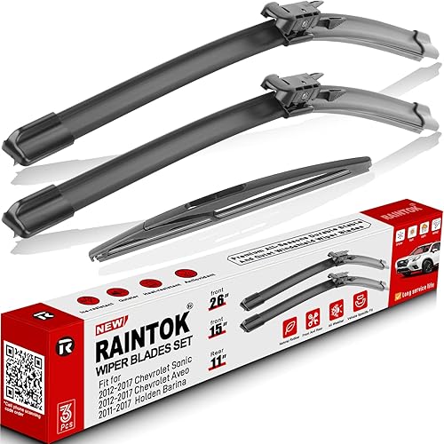 RAINTOK Escobillas Limpiaparabrisas de Repuesto para Chevy Chevrolet Sonic, Aveo 2012-2017, 2011-2017 Holden Barina, Calidad Original de Fábrica,