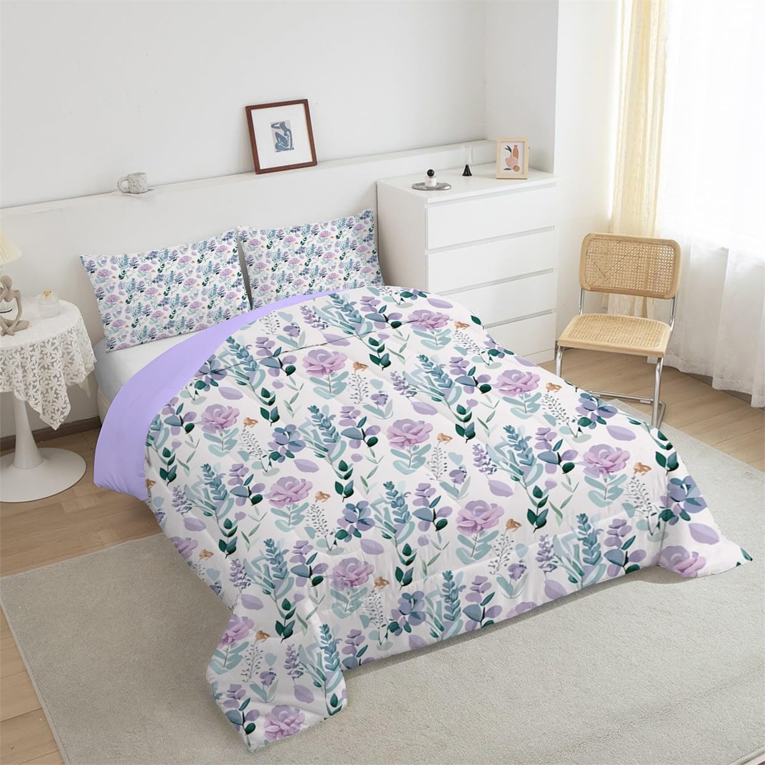 Kołdra w rozmiarze King Size, miękka kołdra, lekka kołdra, zestawy kołder na wszystkie pory roku i można prać w pralce, rozmiar king, 230 x 220 cm, fioletowa LJ167
