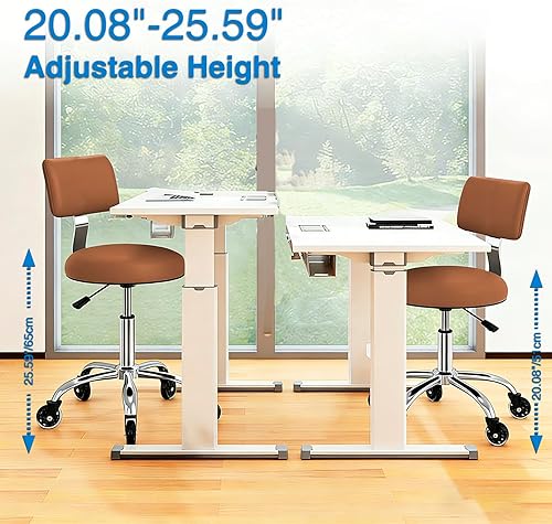 Miniatura 2 de Silla de dibujo con ruedas, silla de dibujo de oficina con soporte de espalda, taburete de escritorio de pie ajustable en altura con cojín de piel