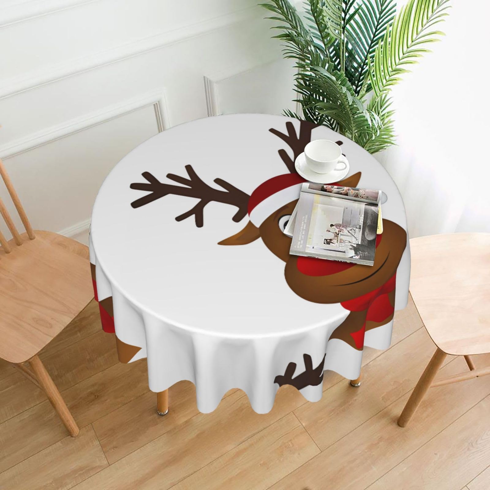 WHJSSF Christmas Prints Round Decorative Tablecloth 60in - Elevate Your Dining Experience with a Stylish & Protective Table Throw