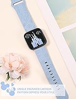 Vista 4 de Correa grabada de dibujos animados compatible con Fitbit Versa 2 Band/Versa Lite/Versa Band para mujer, lindas correas de repuesto de silicona