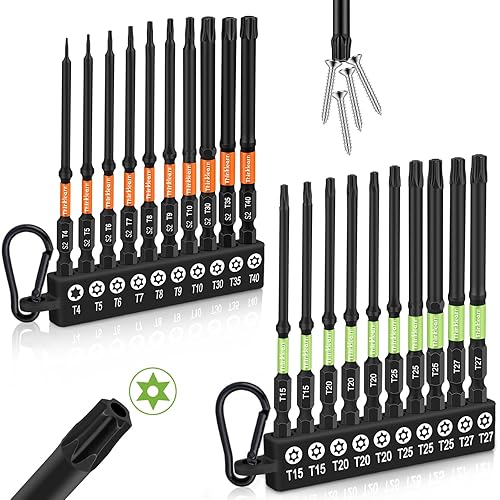 Miniatura 13 de Juego de 20 brocas de llave Allen de cabeza hexagonal (métricas y SAE), juego de brocas de acero S2 con vástago hexagonal de 1/4" con portapuntas