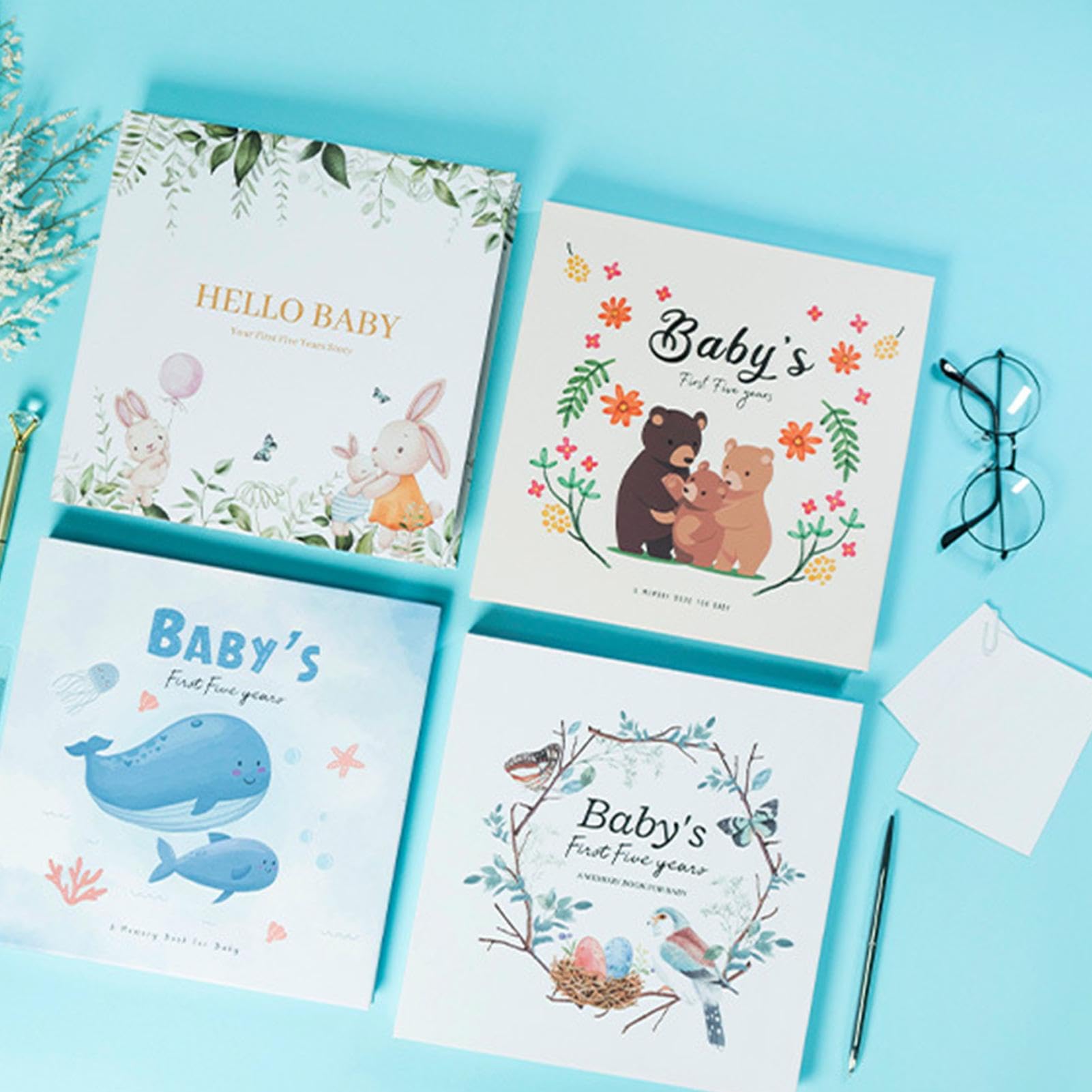 Libro de hitos para bebé, libro de registro de diario de bebé, álbum de fotos neutro de género, libro de infancia, registro de eventos desde el nacimiento hasta los 5 años