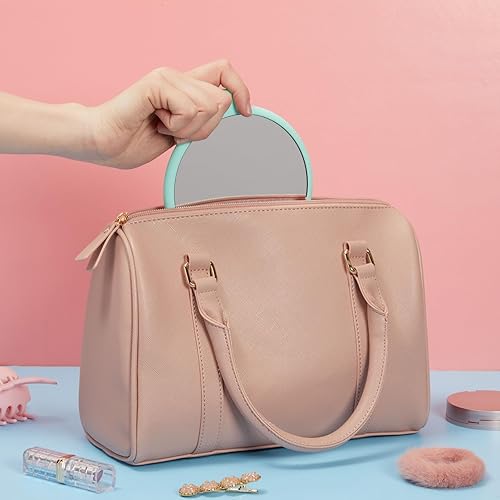 Miniatura 2 de Glamlily Pequeño espejo de mano verde 10x con aumento para maquillaje, viajes (9.5 x 5.3 pulgadas)