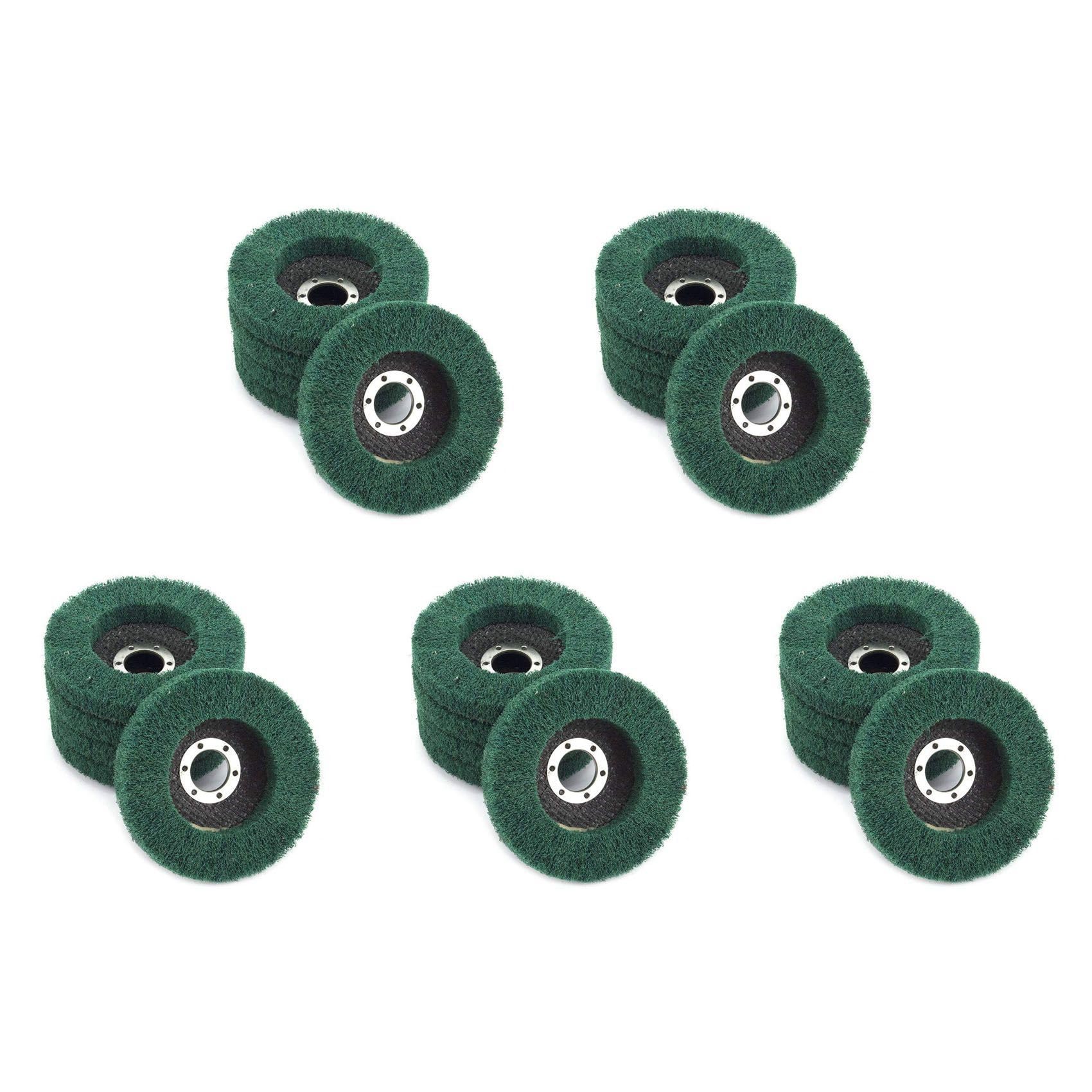 Jnchdghwa Green 25Pcs Nylon Fiber Flap Wheels Polishing Buffing Wheel Scouring Pad Grinding Disc For Angle Grinder For Metal Polisher