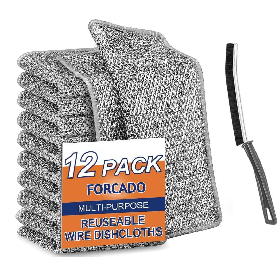 Forcado Non Scratch Dish Wash Cloth (Pack of 12), Steel Wire Dish Cloth, Wire Dishwashing Rags for Wet and Dry Stainless Steel Scrubber Non-Scratch Wire Dishcloth for Washing Dishes Sinks Counters (B0D7Z9ZDMG) Amazon Price History, Amazon Price Tracker