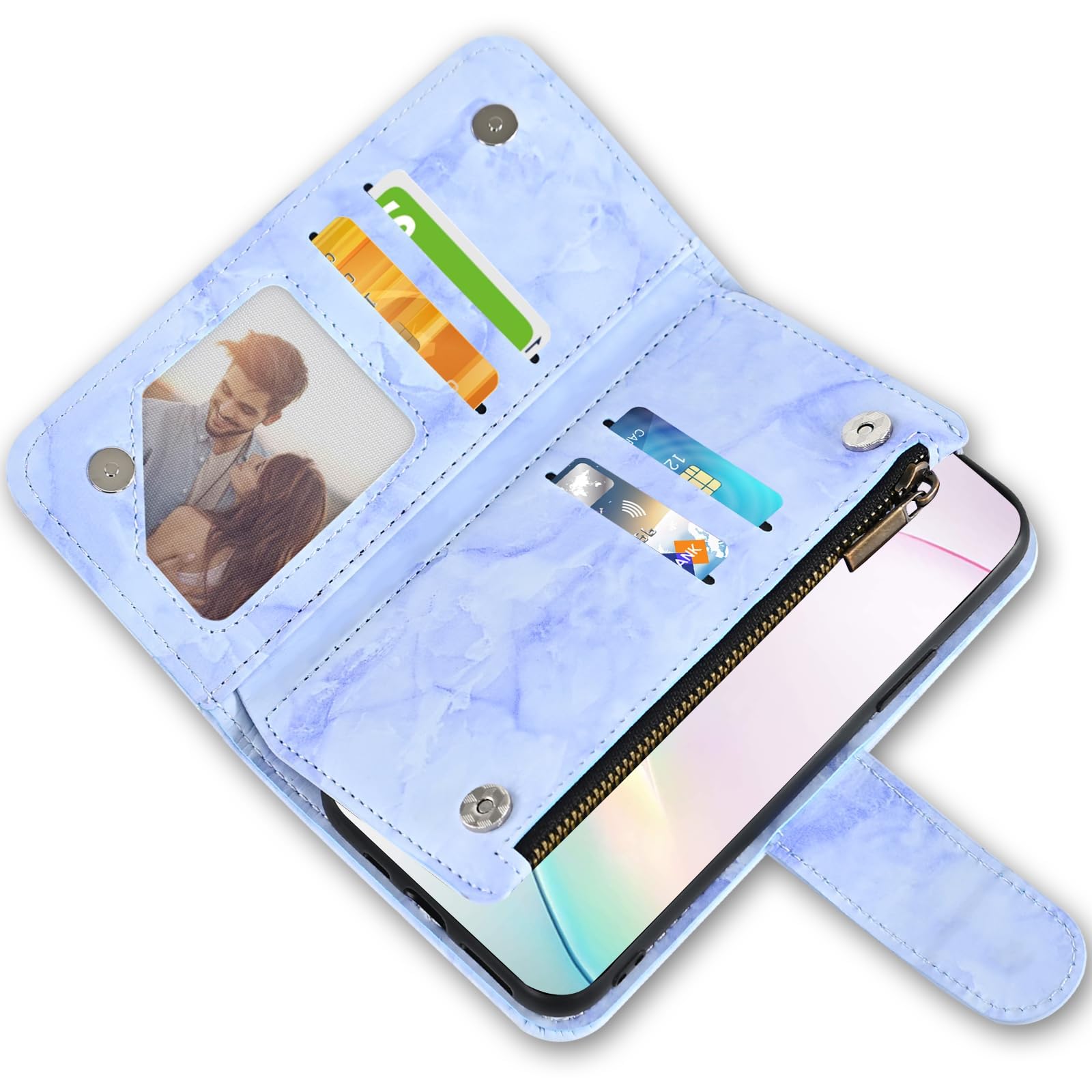 Asuwish Custodia OnePlus Nord N10 5G Con Portafoglio E Marmo – Copertina Flip In Pelle PU Con Slot E Supporto, Include Pellicola - 5