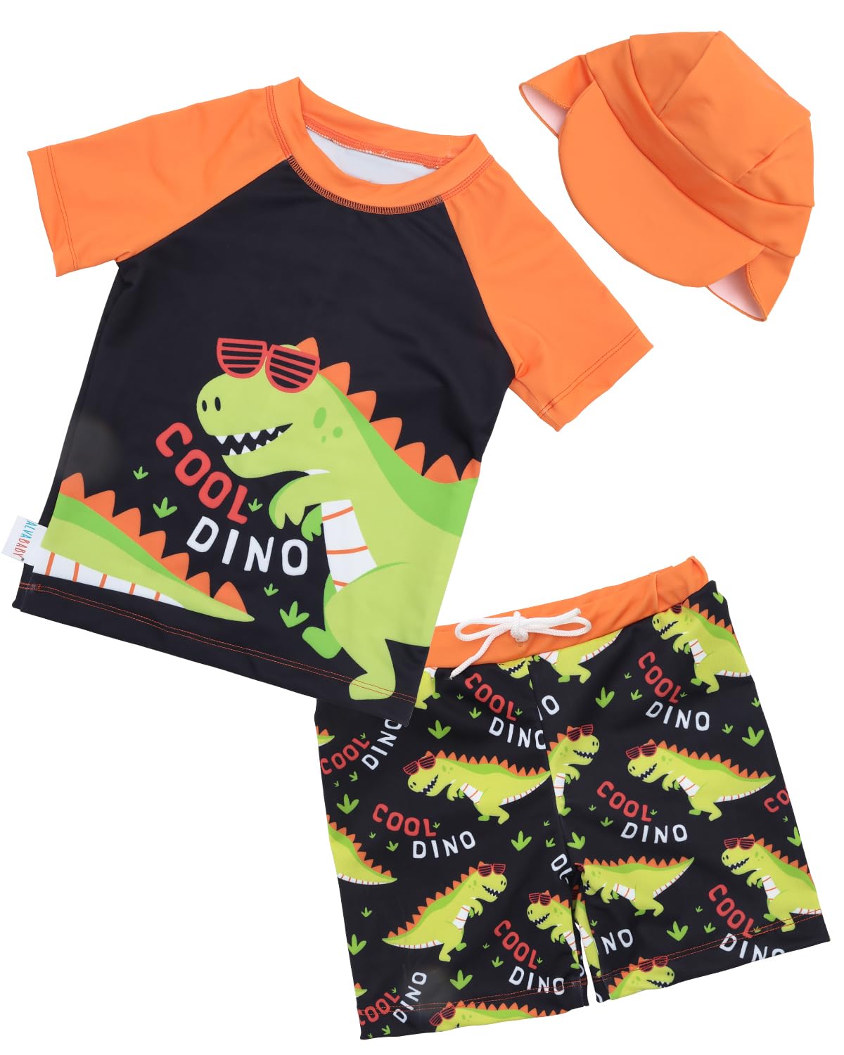 ALVABABY 2-Piece Baby Boy Swimsuit,Infant Toddler Bathing Short Sleeve Swimwear,Baby Reusable Swim Diaper with Matching Top