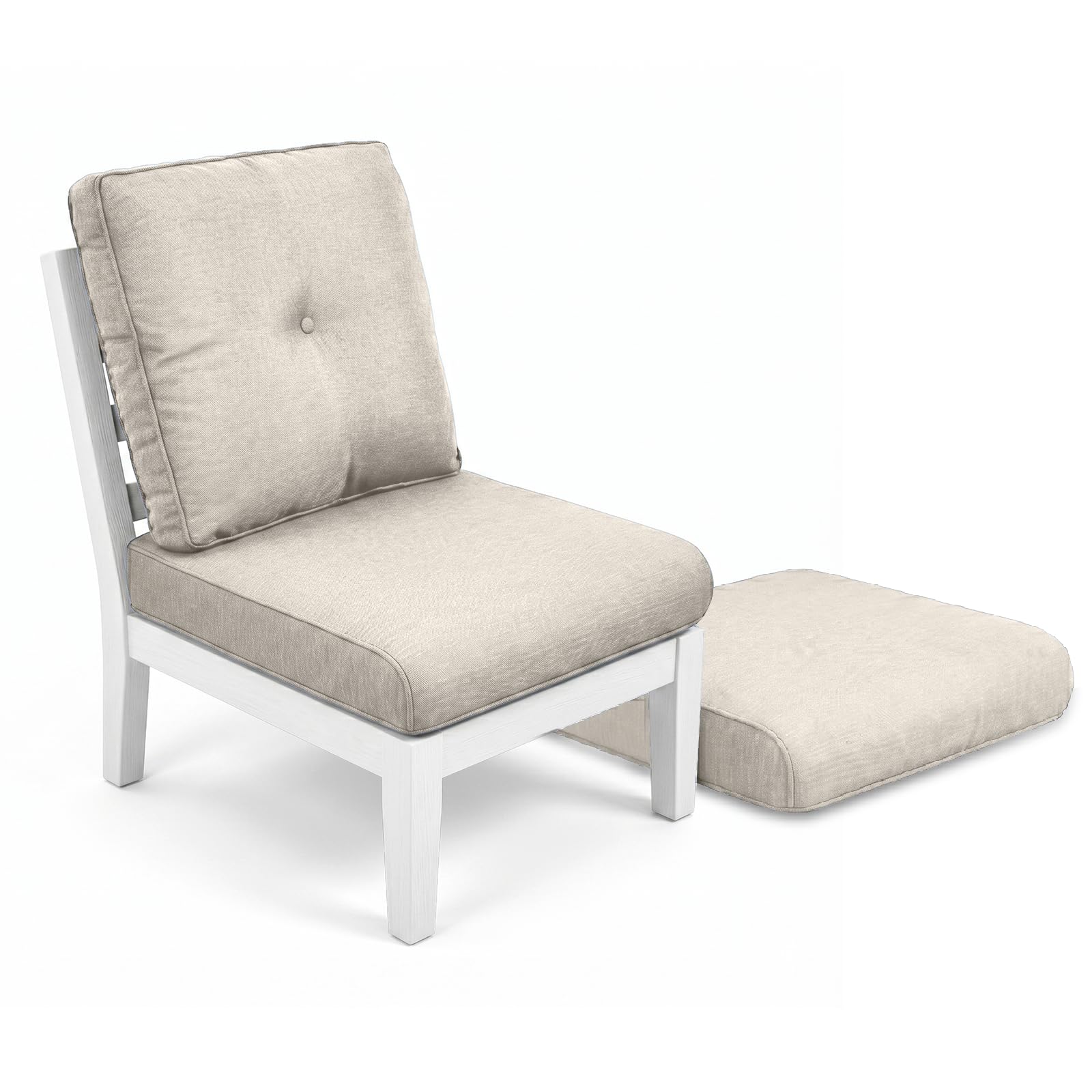 Outdoor Chair Cushions-Patio Chair Cushions Set of 2 with Removable Cover 22 X 24 Inch Outdoor Cushions for Patio Furniture Chair Sofa Couch-Beige