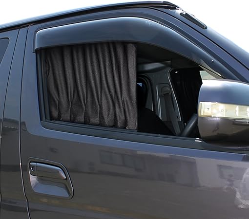 Amazon ハイエース0 カーテン フロントカーテン 遮光カーテン フロントサイド用 車種専用 ブラック カーテン 車 バイク