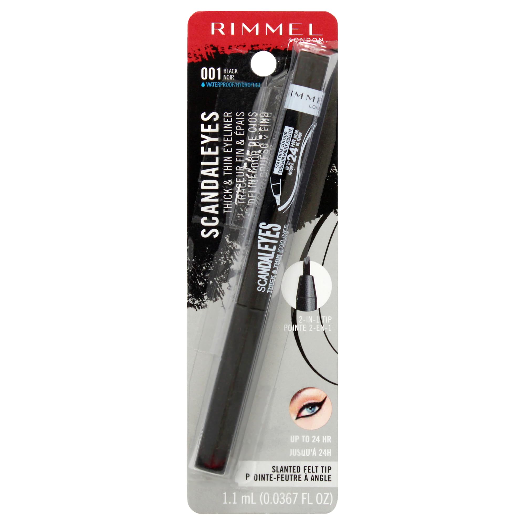 Rimmel Scandal Eyes Thick and Thin Waterproof Eyeliner, Black Noir 001, 8ml